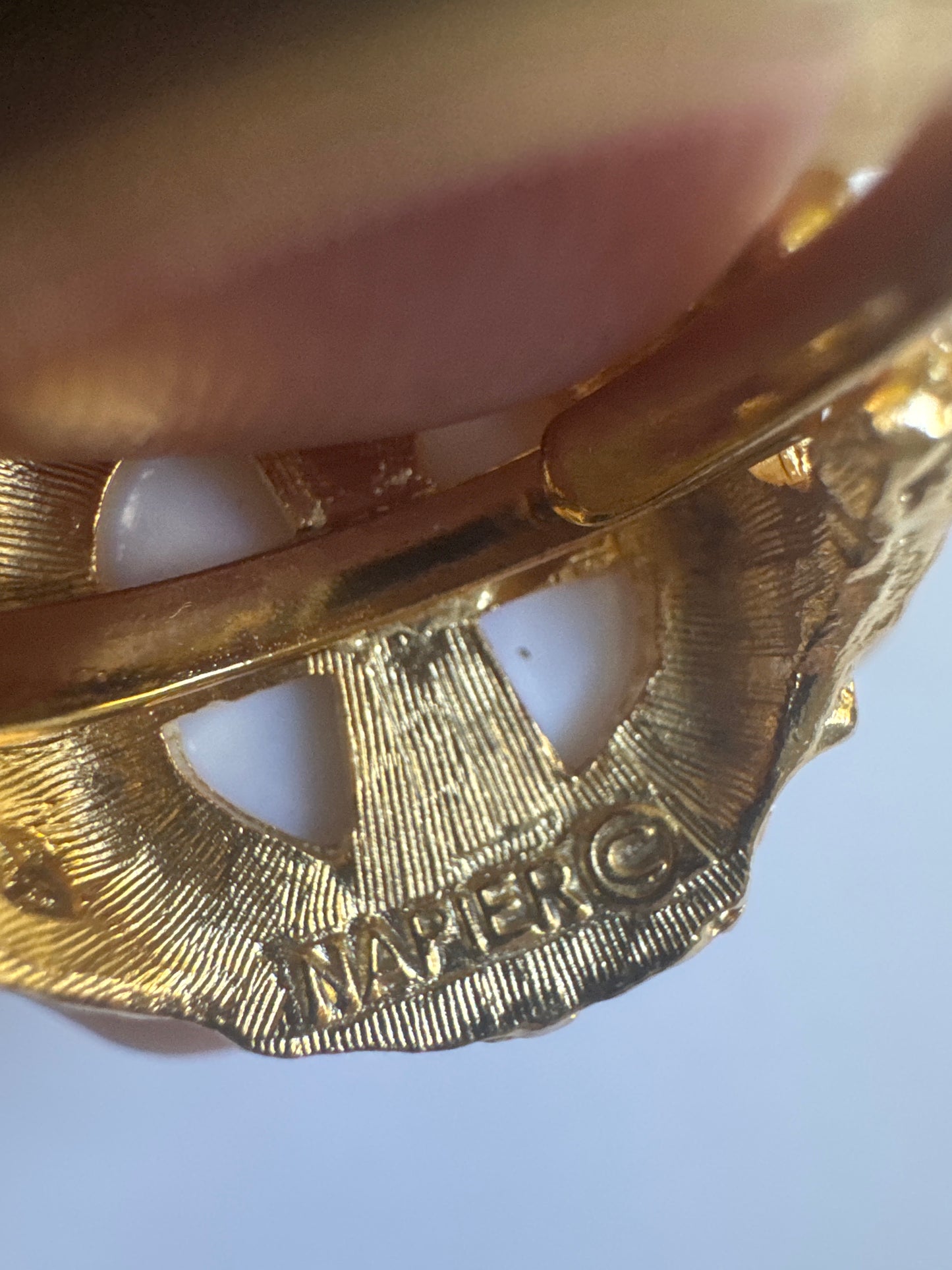 1970s signed NAPIER cocktail ring with white stone