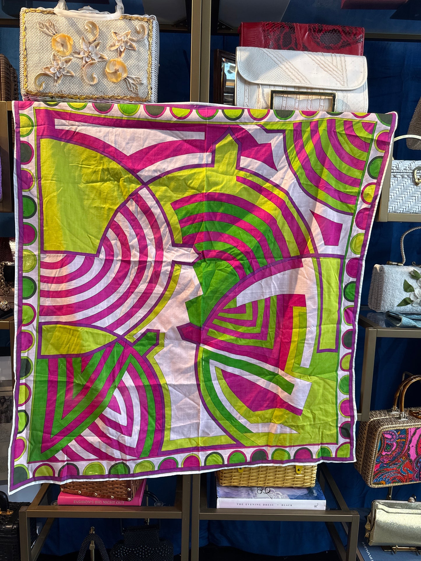 Fabulous vintage Pucci scarf. perfect to tie on your summer VNY Rive Gauche bamboo handle bag, in your hair, or around your neck. And if you're daring, you can wear it as a halter top.