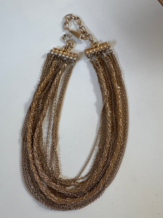 1940s multi strand Vendôme gold tone signed necklace. Also available is a matching bracelet.