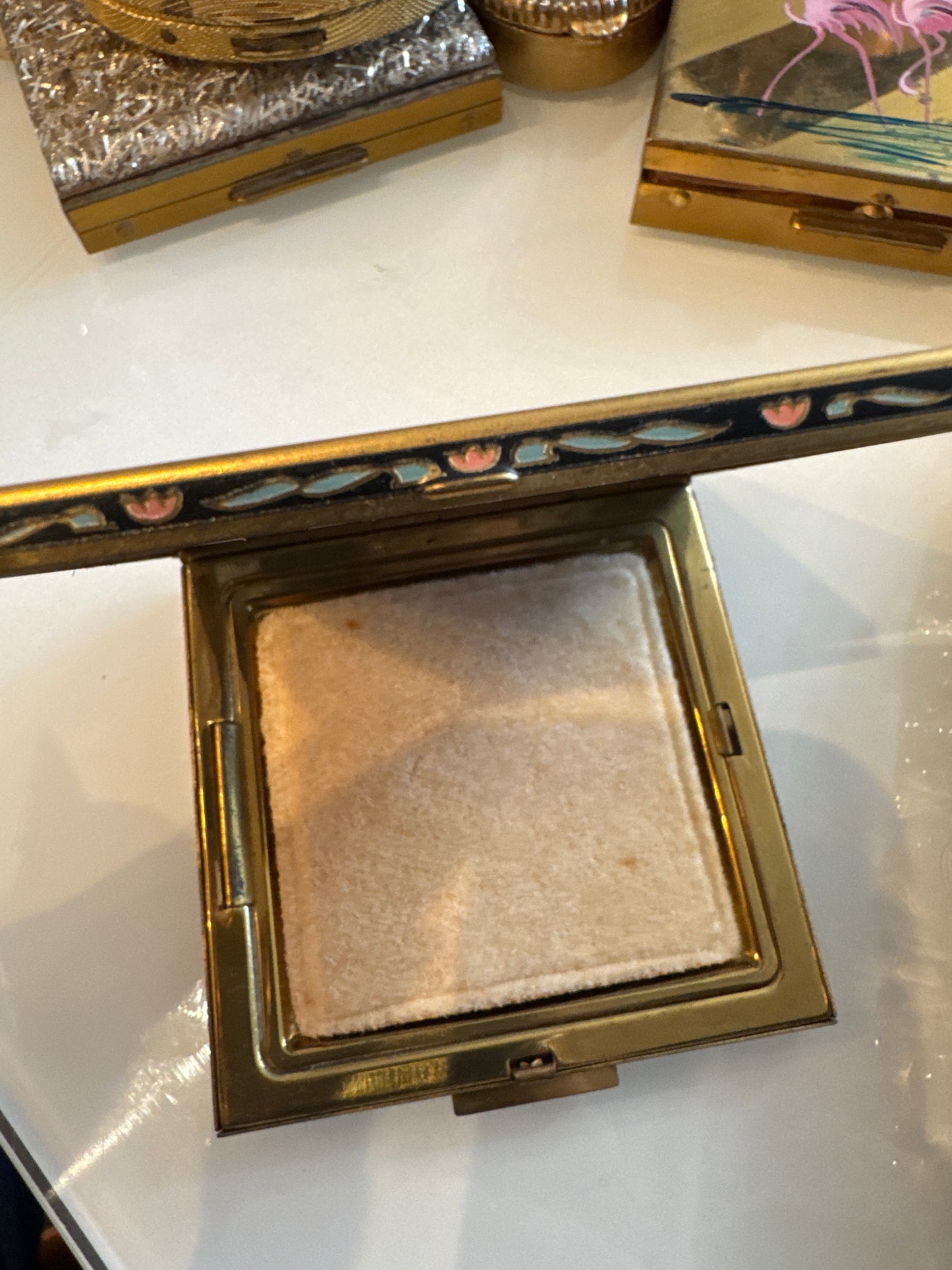 Vintage double sided powder, makeup compact