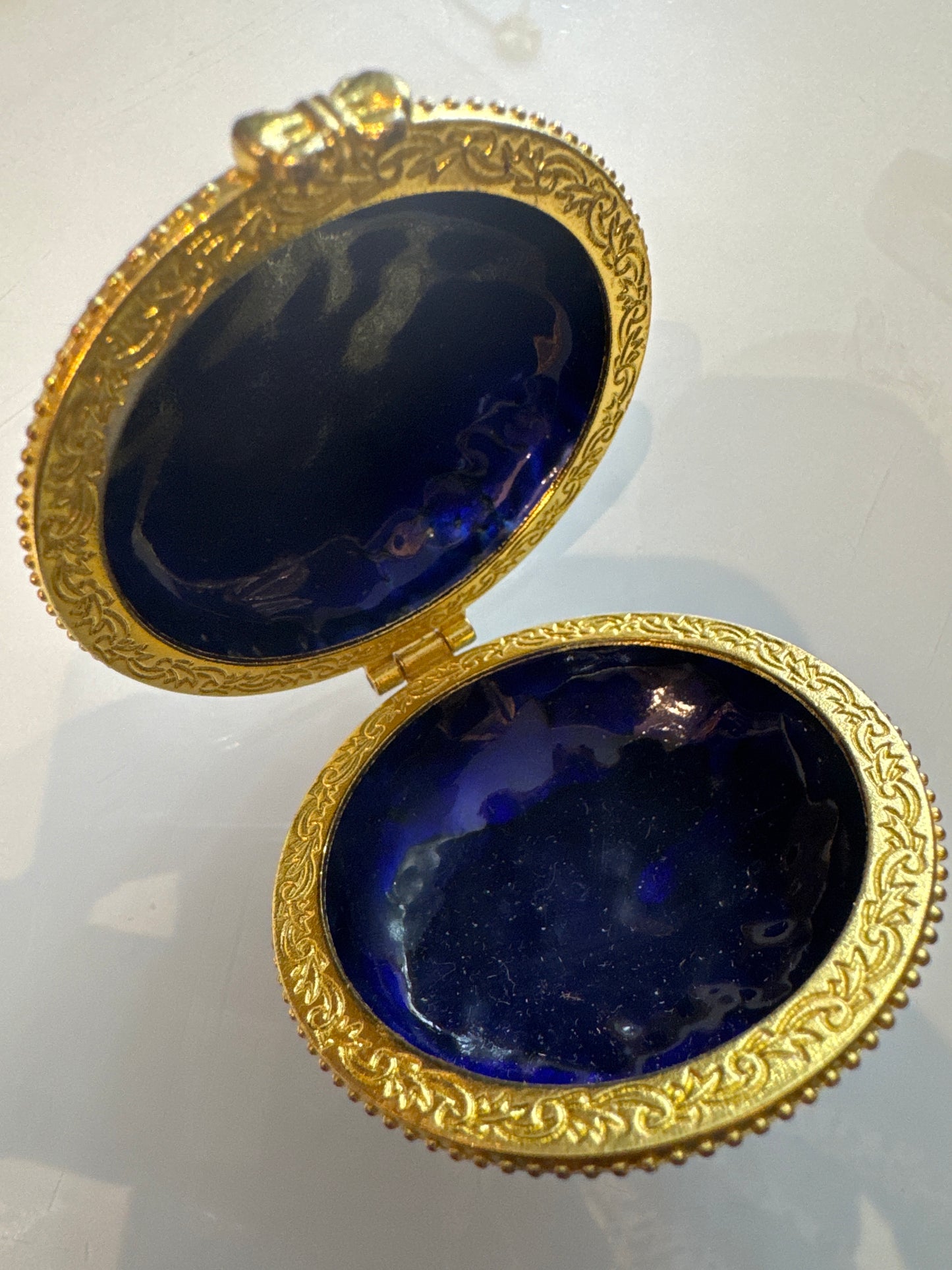 Beautiful blue enamel trinket box