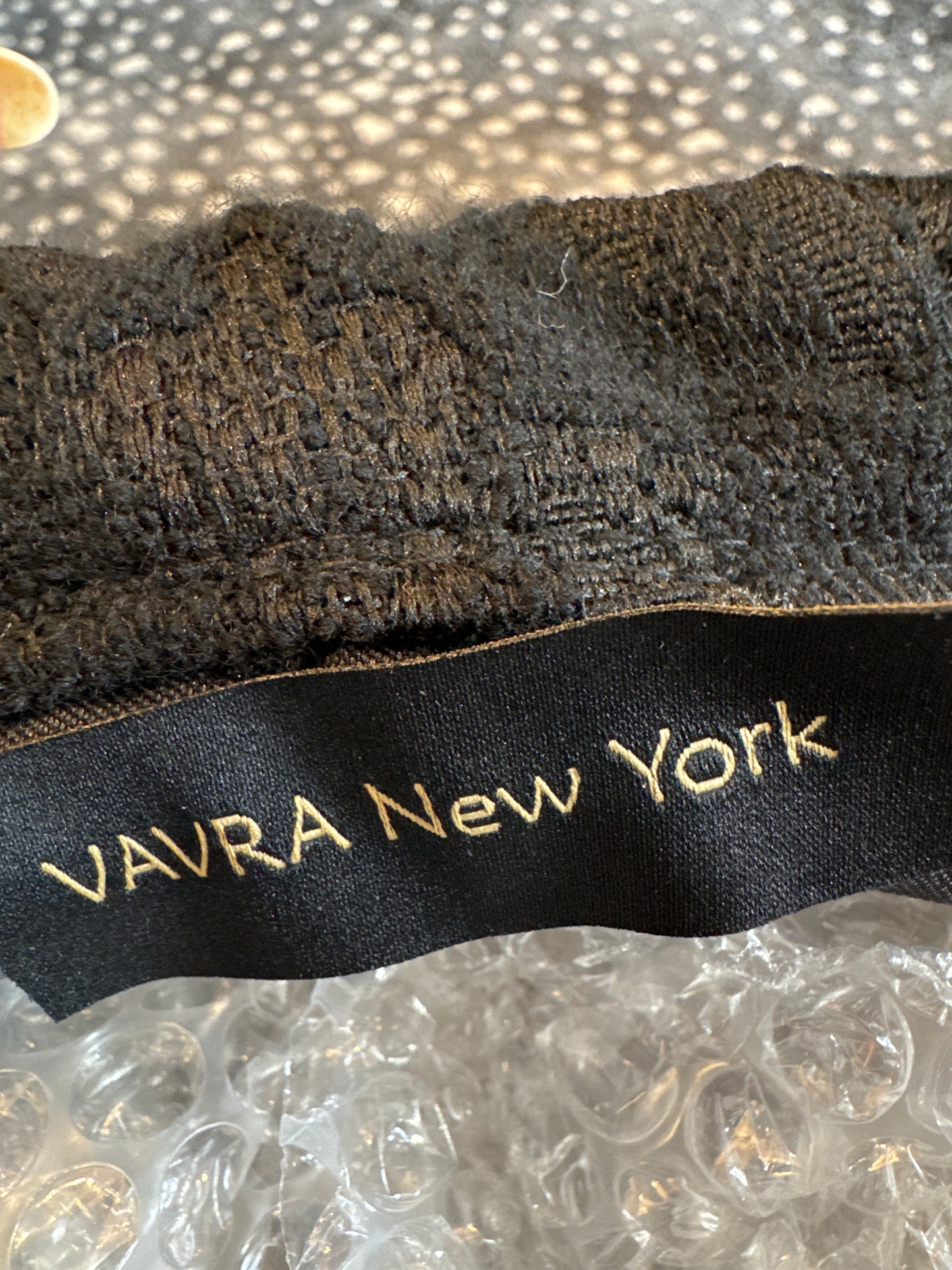 Limited edition, VAVRA New York, MINI fabric black brocade clutch with chain. For limited time comes with complementary brooch.