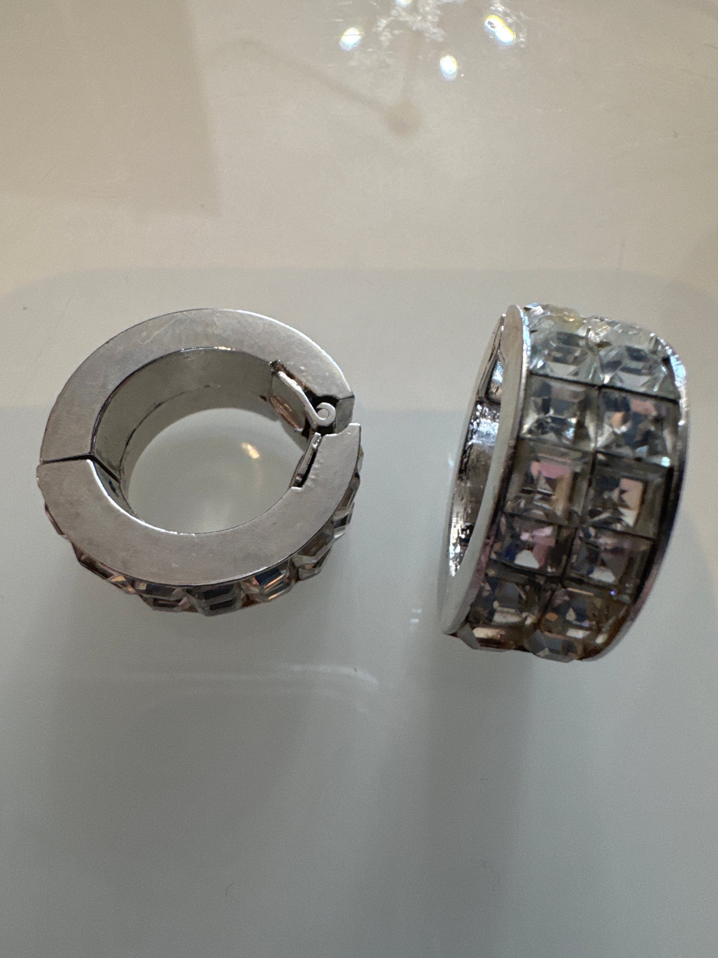 1980s clipless rhinestone earrings