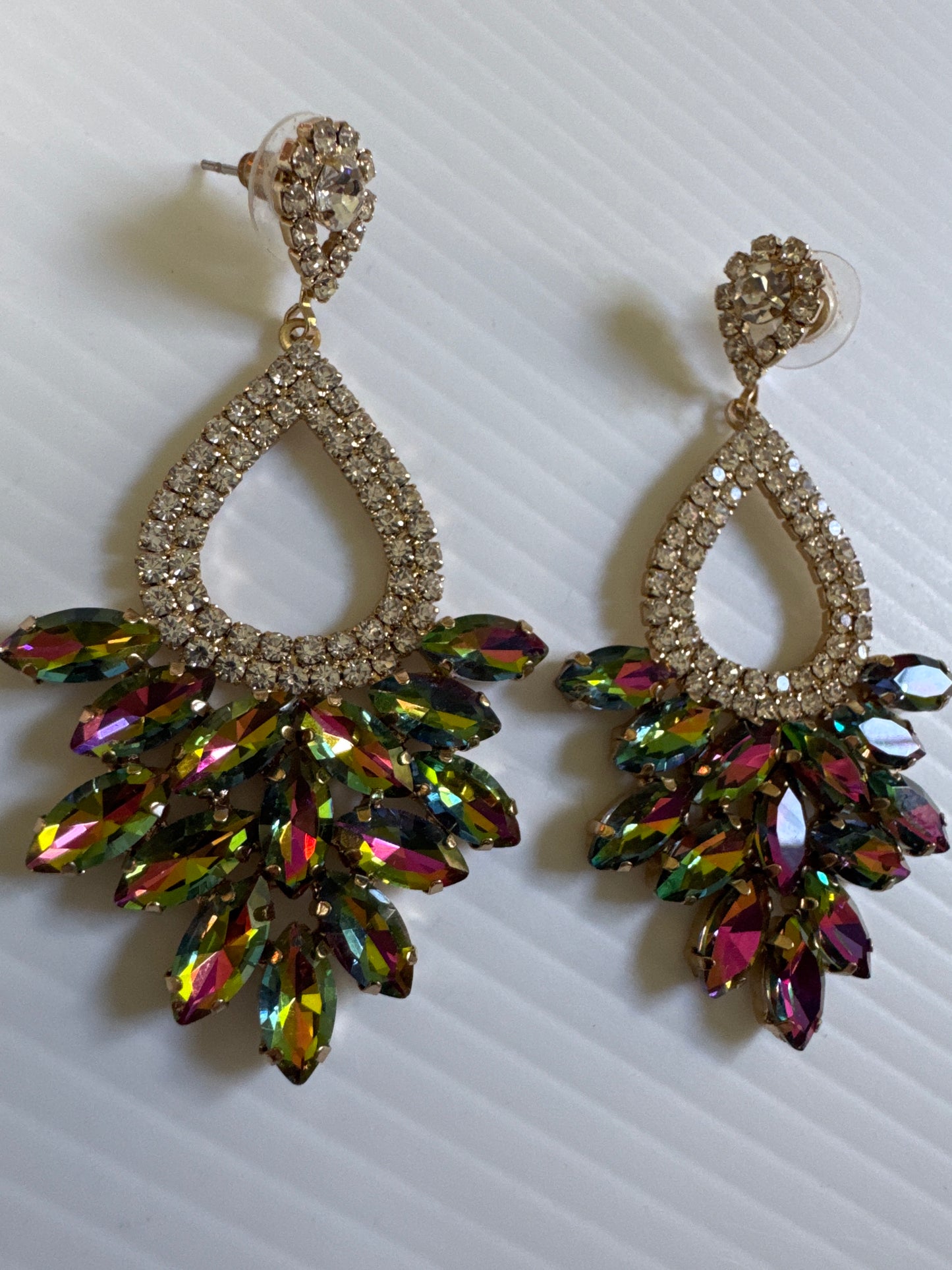 90s pierced glam rhinestone and watermelon stone earrings