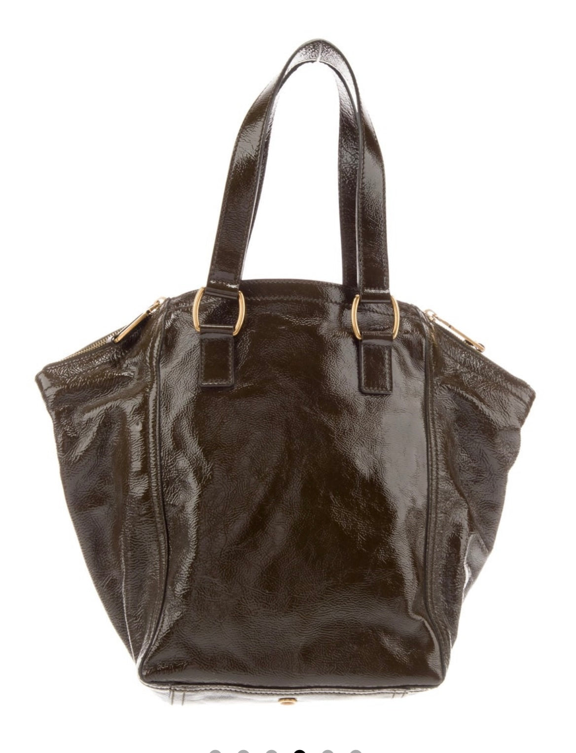 YSL Yves Saint Laurent brown patent leather top handle Downtown bag with gold hardware. Comes with dust bag. Great condition