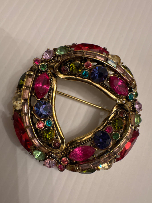 Beautiful rare WEISS colorful rhinestone 1950s brooch