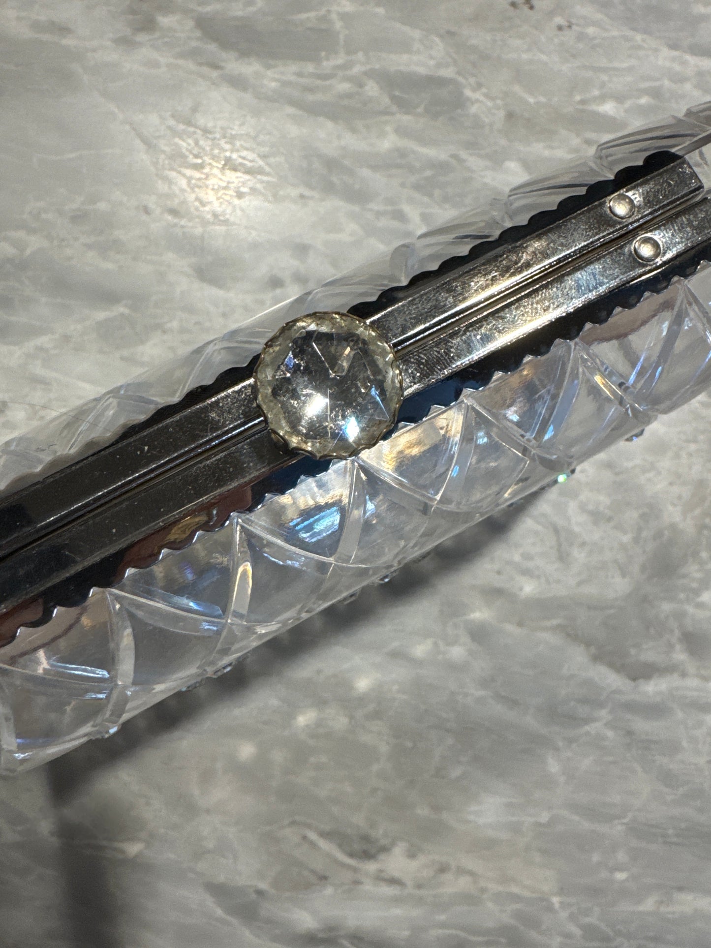 Vintage 1950s clear lucite clutch with rhinestones Fits phone! Oscar worthy!