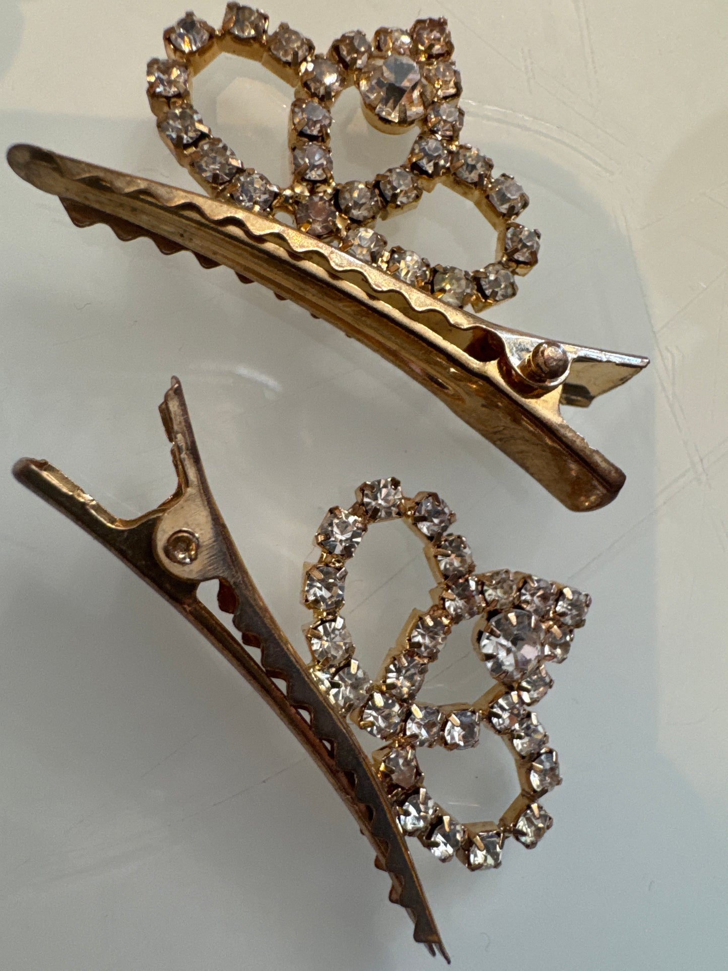1940s rhinestone vanity hair clips. Sold as a set