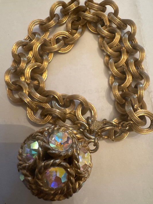 Vintage sara Coventry disco ball charm bracelet. 1970s.