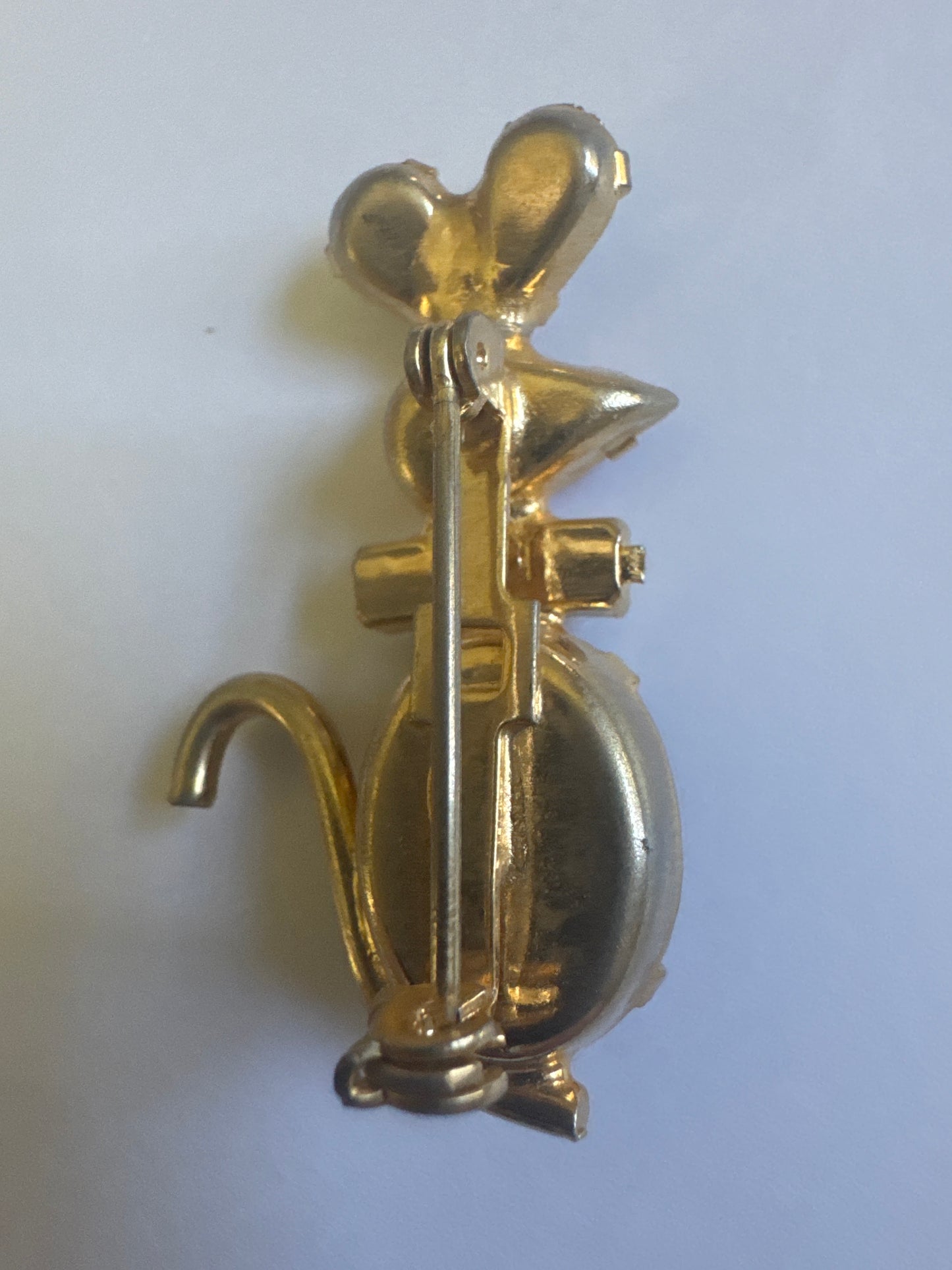 1940s mini mouse brooch with yellow honey, and Amber colored rhinestones