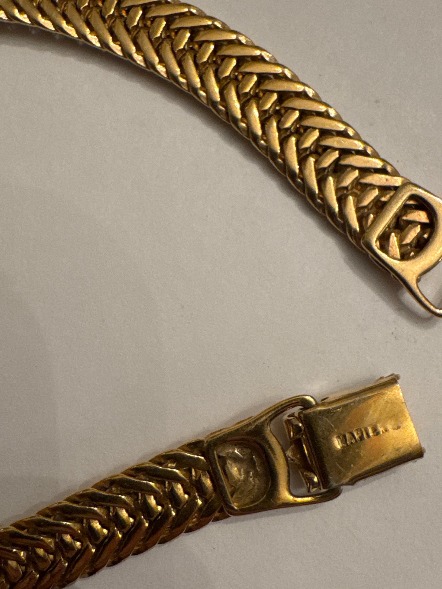 1980s signed NAPIER zipper link gold tone bracelet