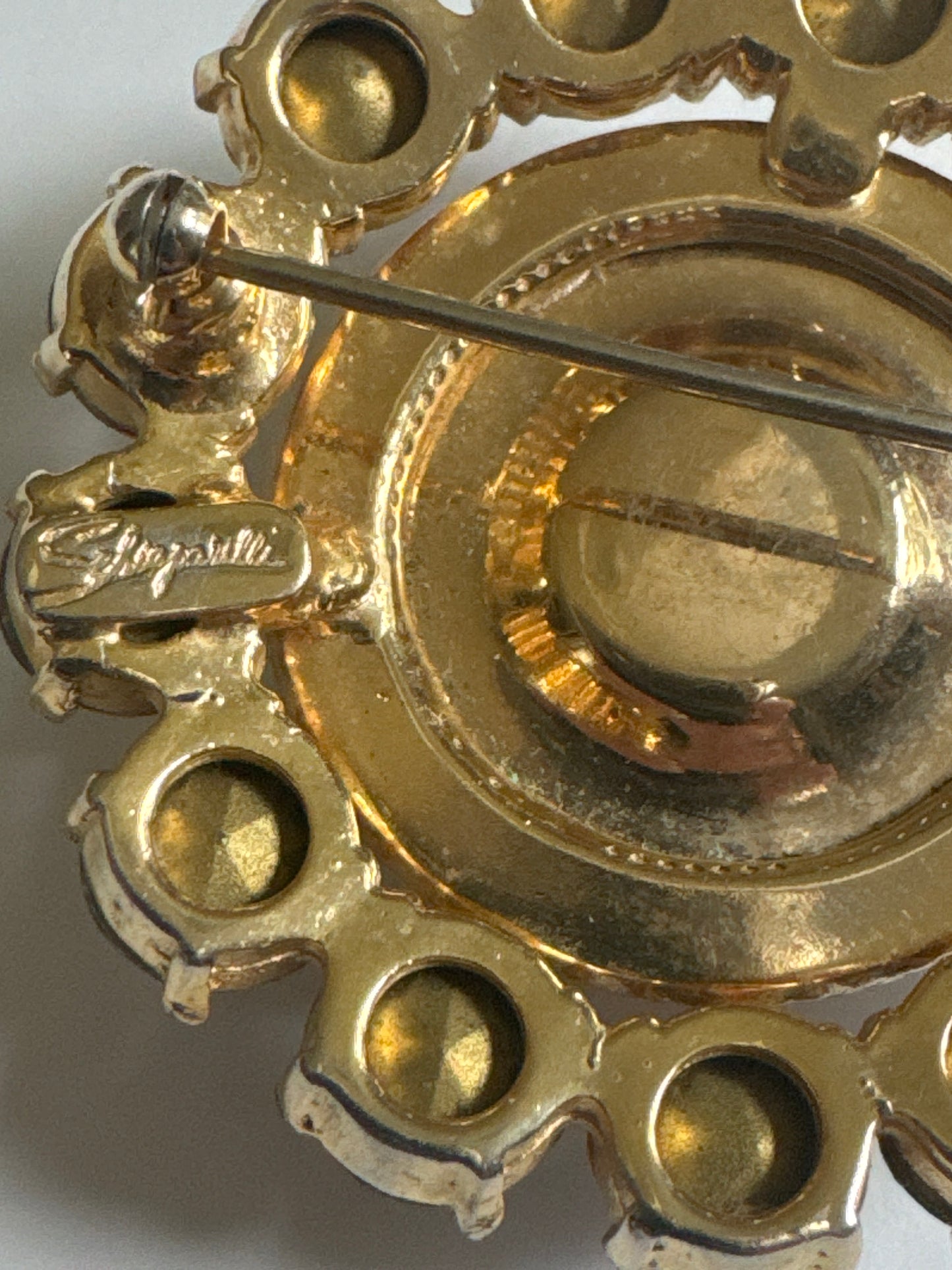 1940s signed SCHIAPARELLI watermelon Stone brooch