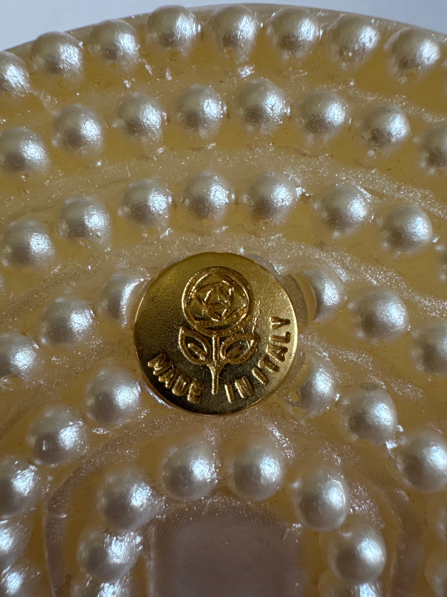 vintage faux pearl made in Italy card holder with rhinestones