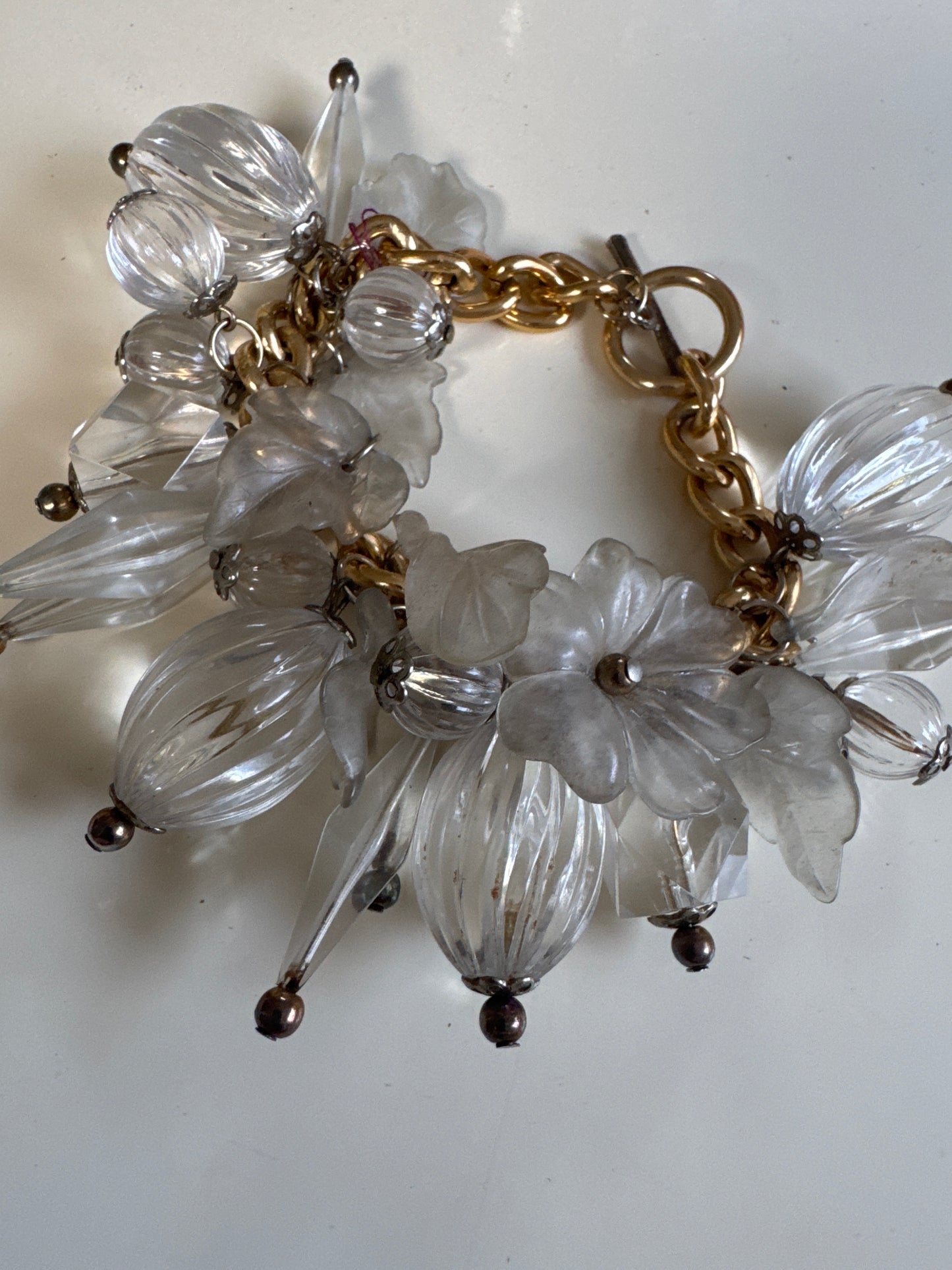 1970s clear lucite charm bracelet