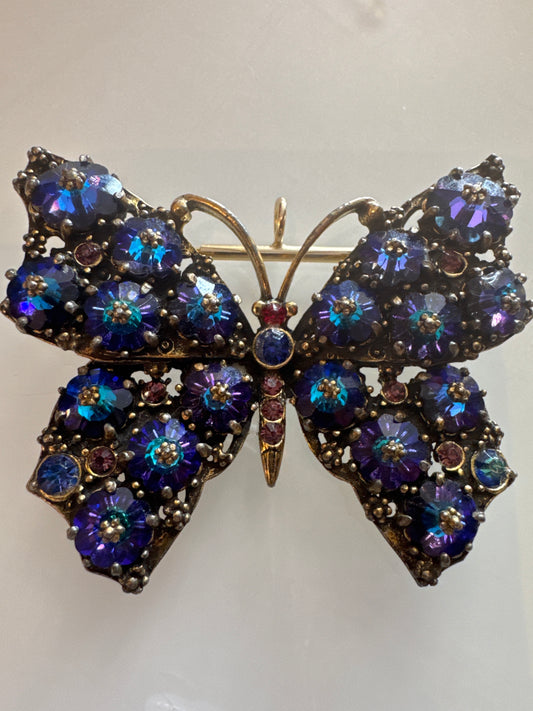 Stunning RARE vintage signed WEISS rivoli butterfly brooch
