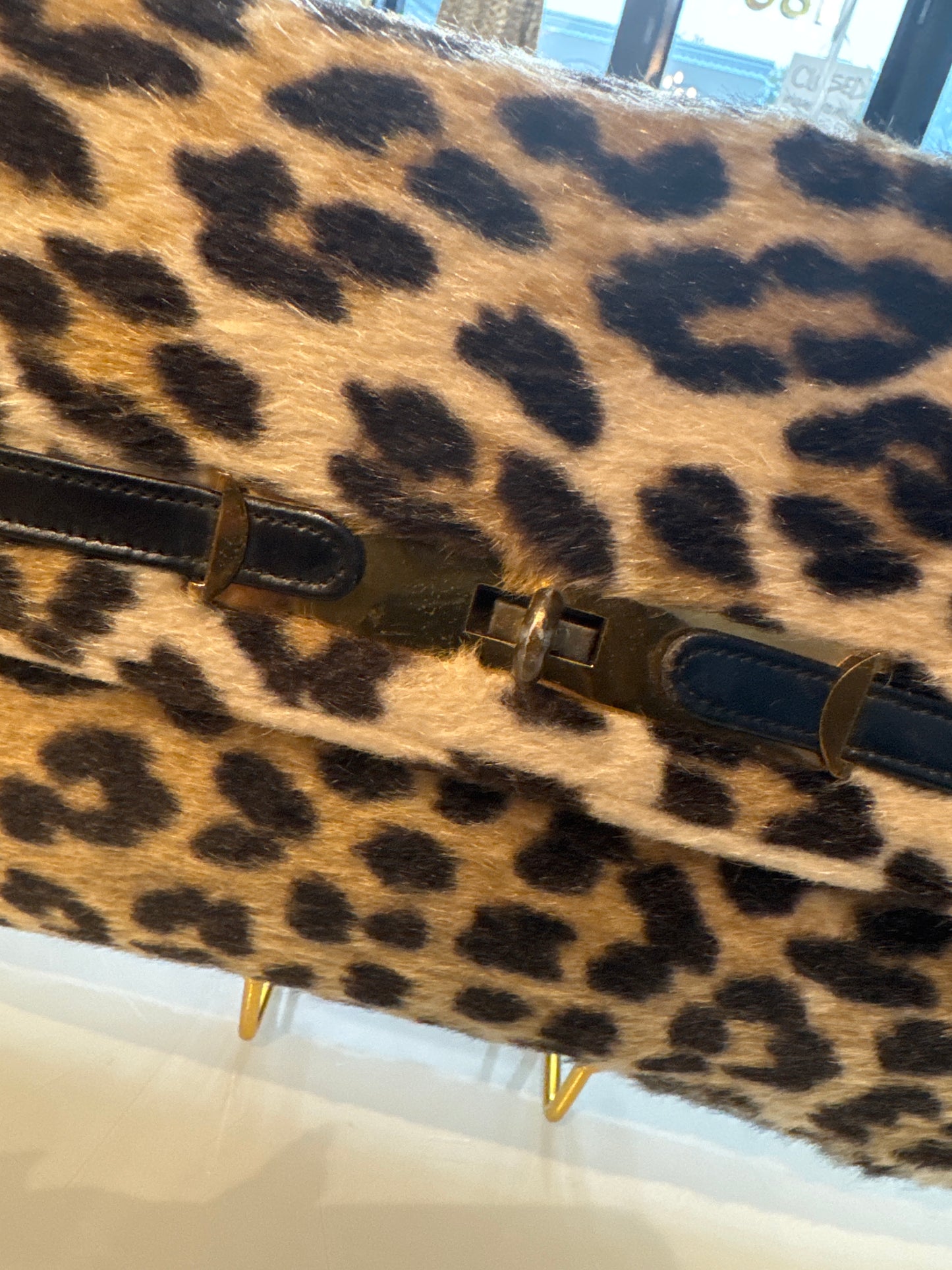 Vintage leopard fabric 1960s clutch