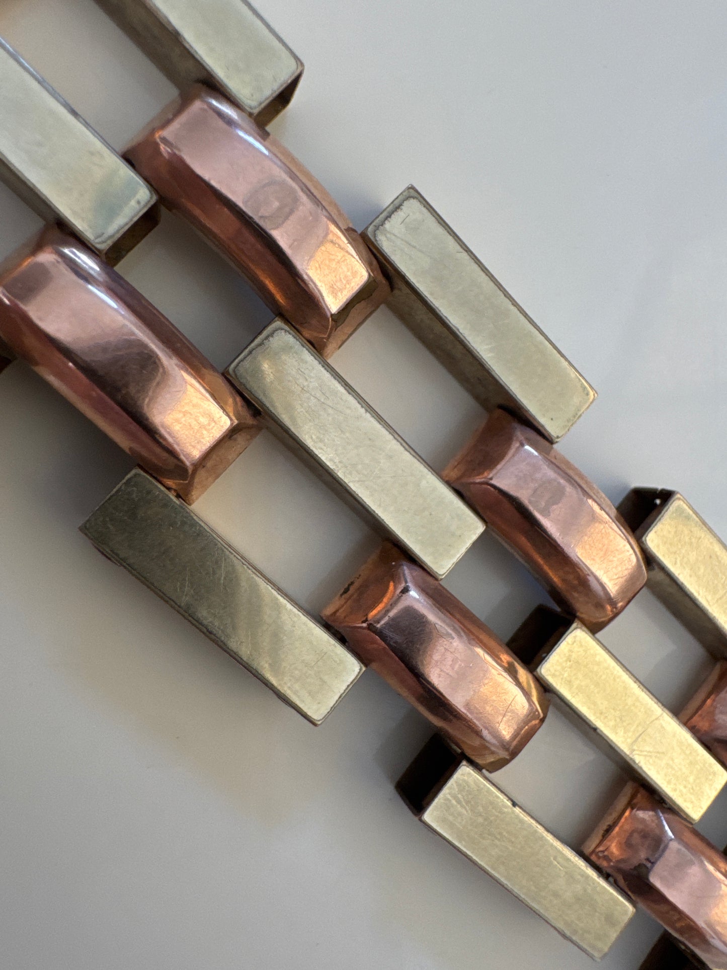 RARE 1940s gold filled and Rose gold filled double link bracelet