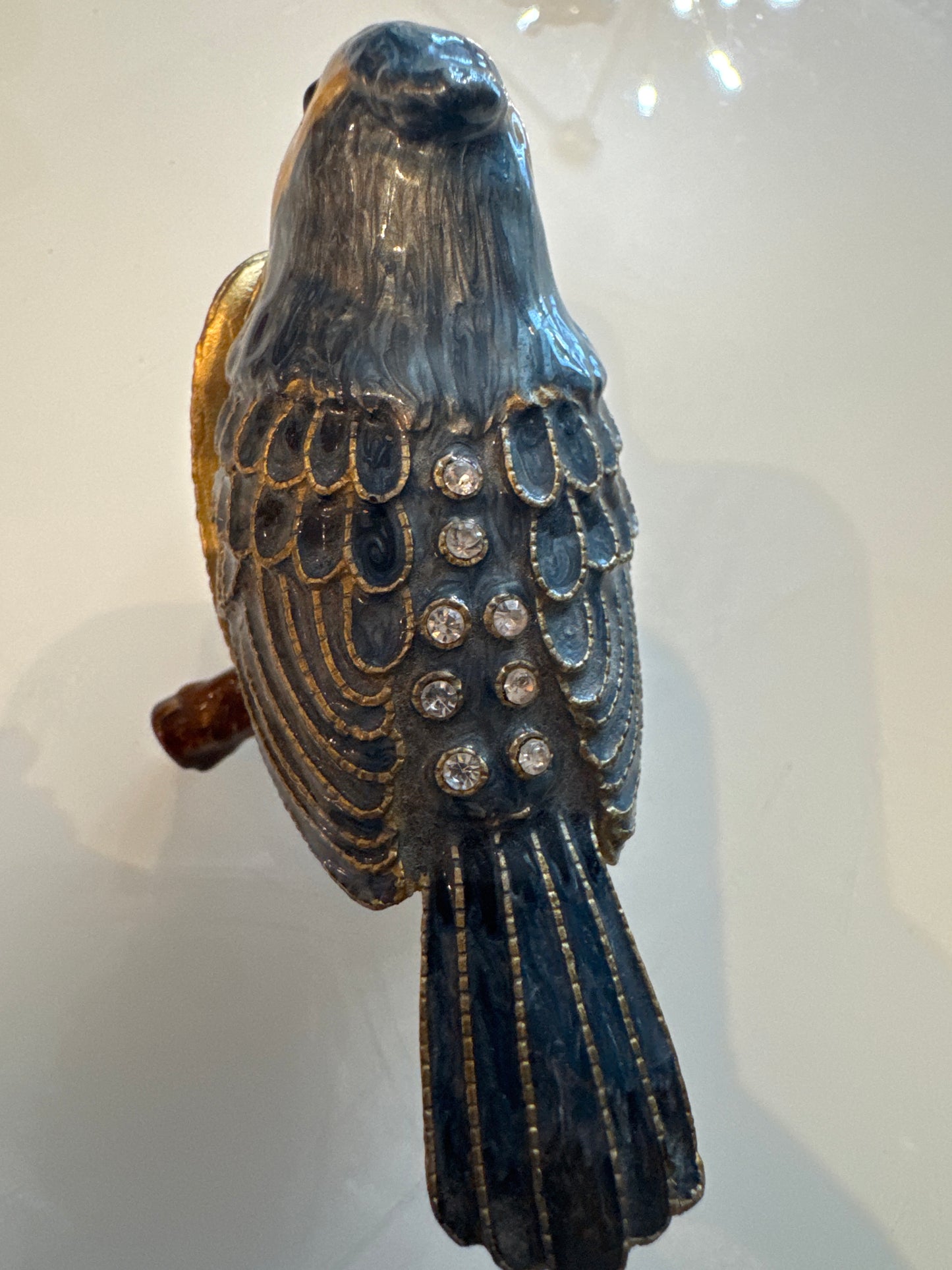 adorable enamel bird trinket box