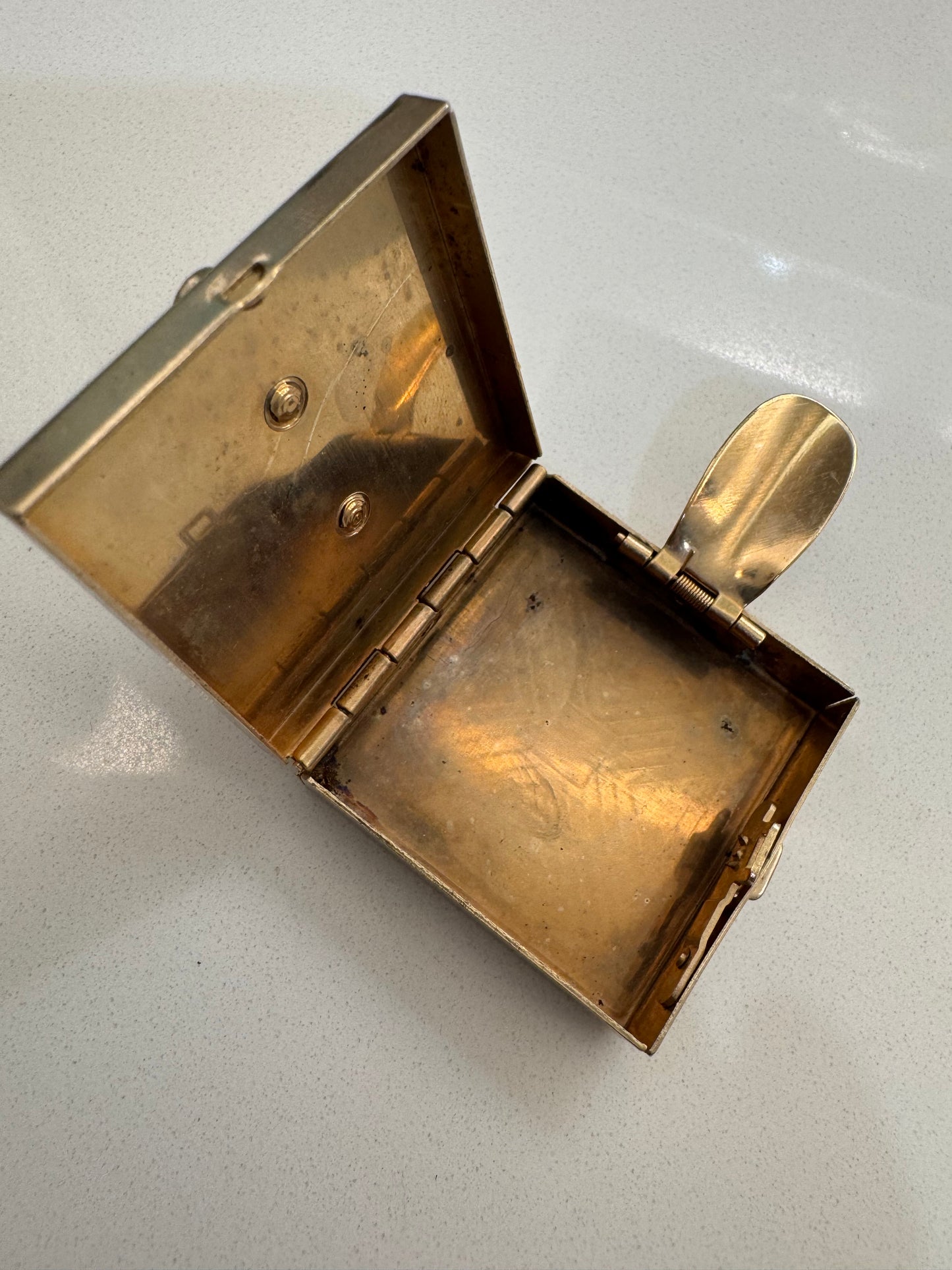 1950s personal ashtray goldtone with rhinestones