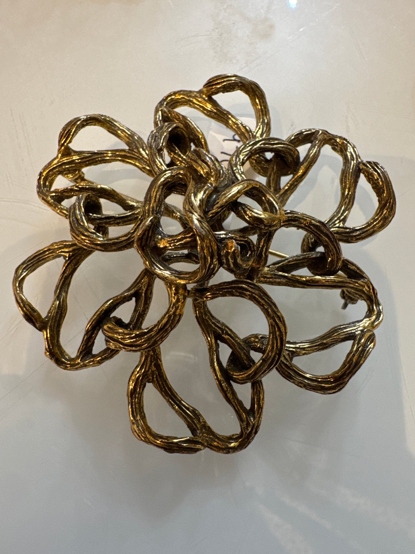 1970s brutalist style flower brooch signed ZANDALL