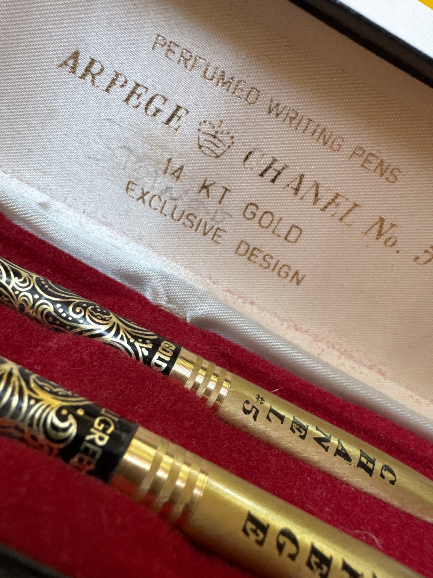 Vintage fragranced pen set with Chanel and Arpege pens