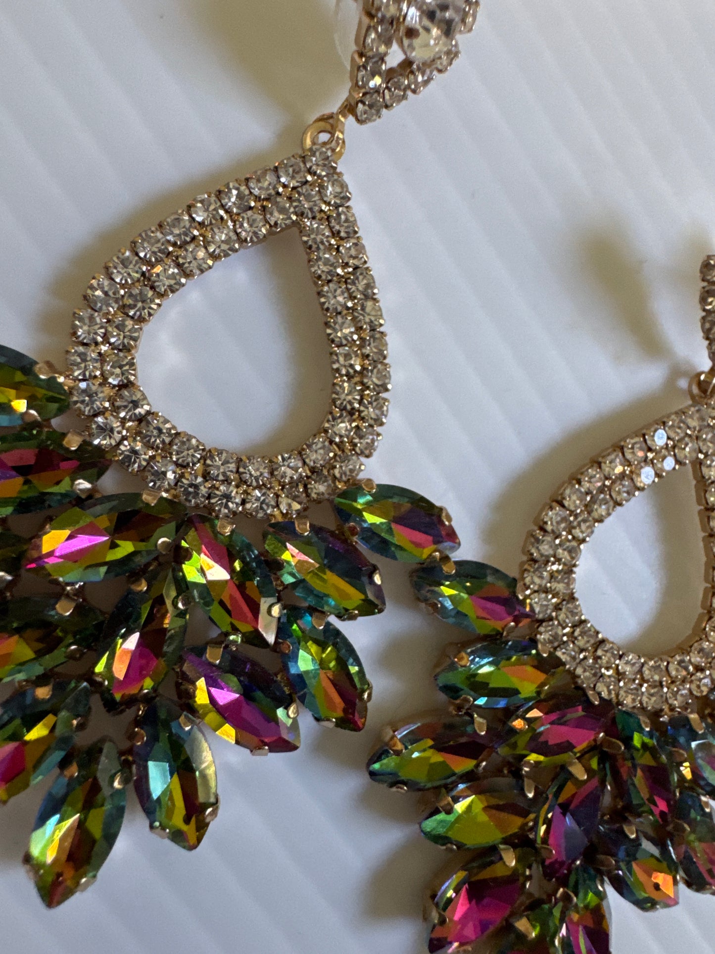 90s pierced glam rhinestone and watermelon stone earrings