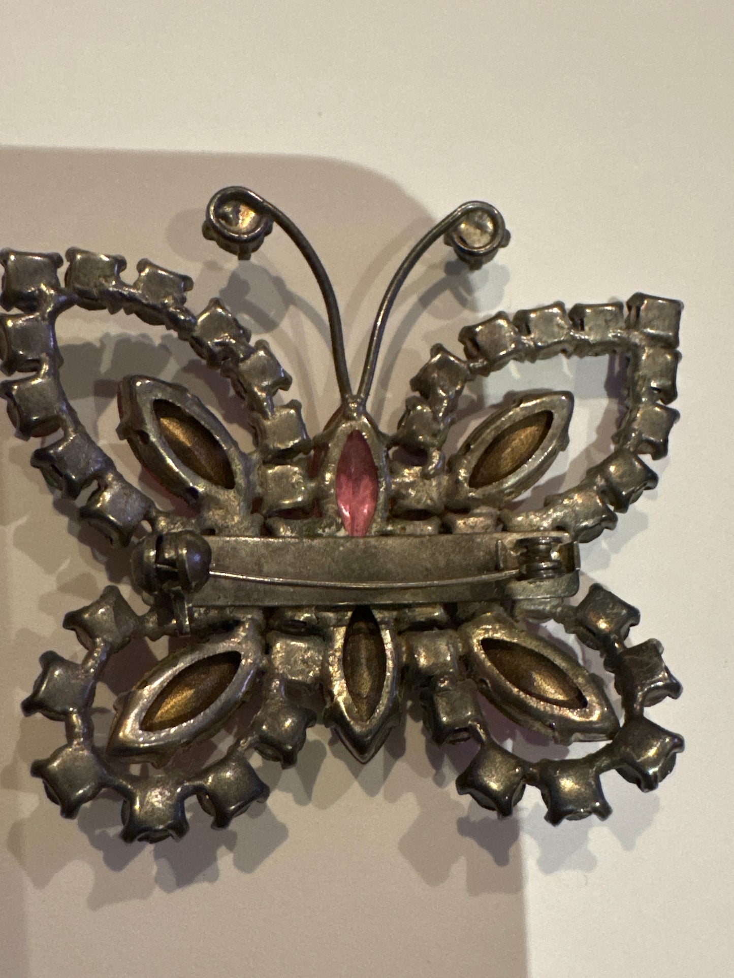 absolutely, stunning vintage colorful, rhinestone butterfly brooch