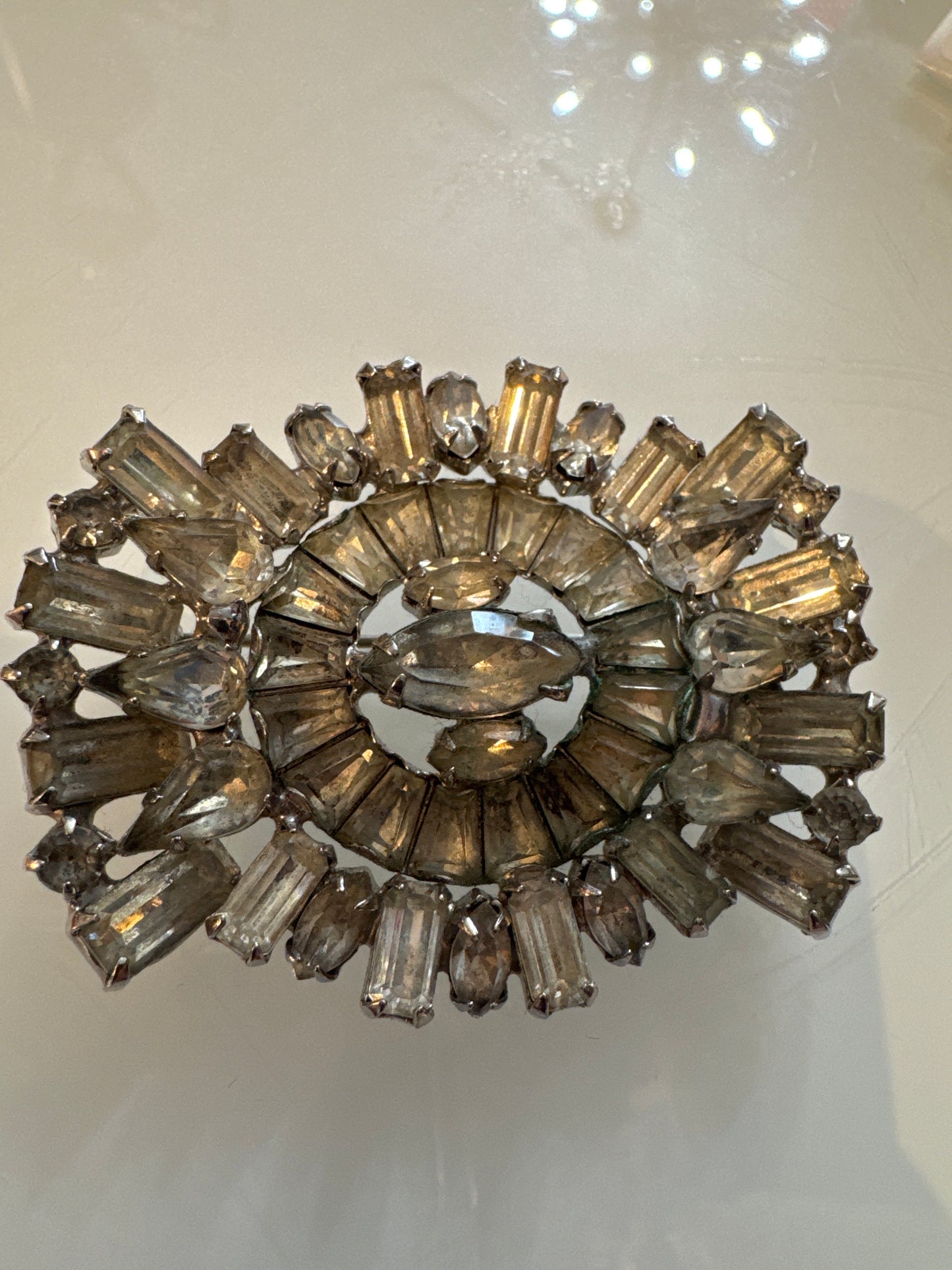 Signed Kramer 1940s rhinestone brooch