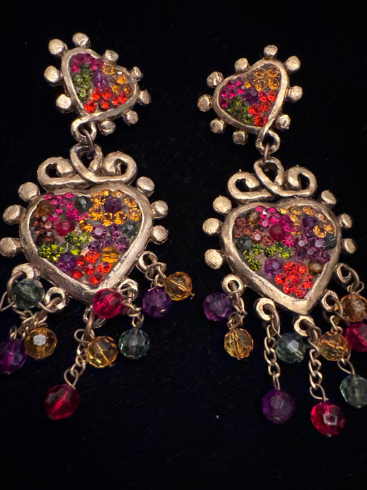 Vintage 1980s Jacky de G clip earrings. Jacky de G was a French jewelry designer known for vivid, whimsical, statement jewelry. france