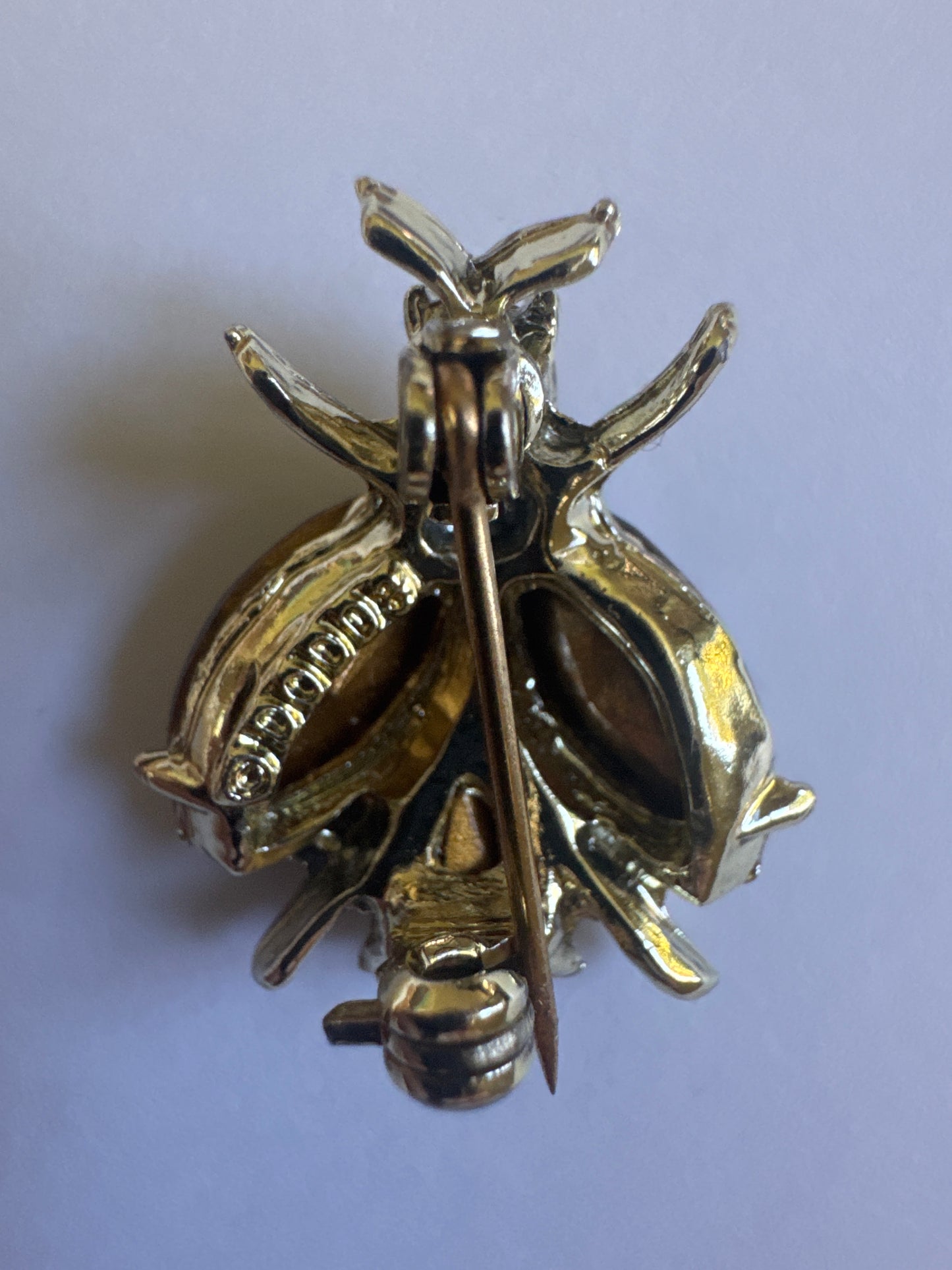 1950s mini signed DODDS gray rhinestone mini bee brooch