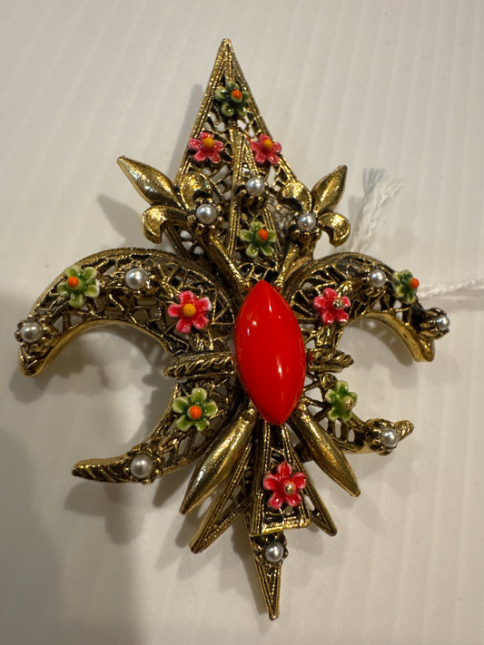 signed Arthur Pepper ART fleur de lis brooch