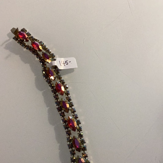 1950s Rhinestone bracelet pink bracelet. Oscar worthy!