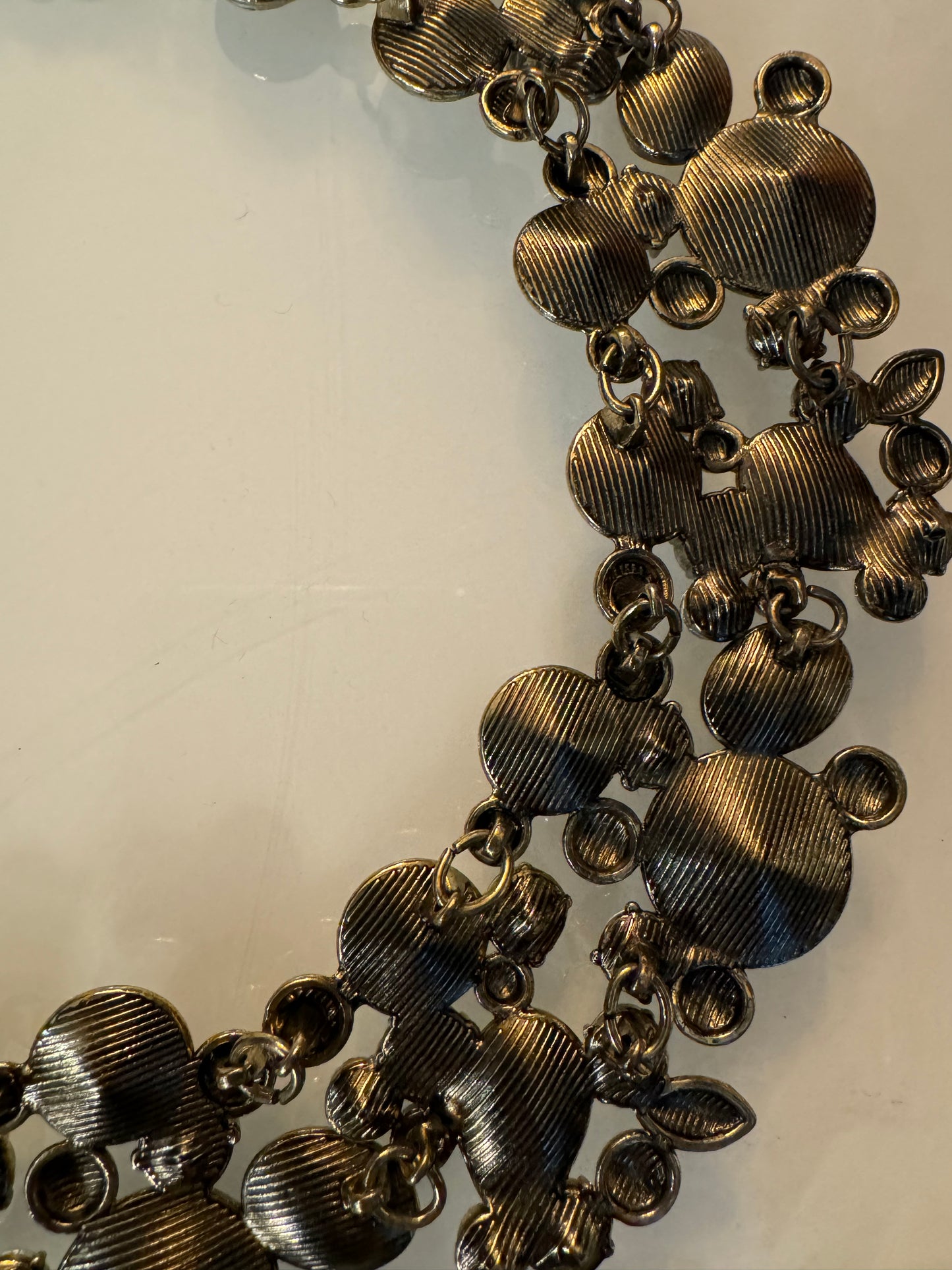 Vintage 90s adjustable bin necklace with silver, black and grey stones