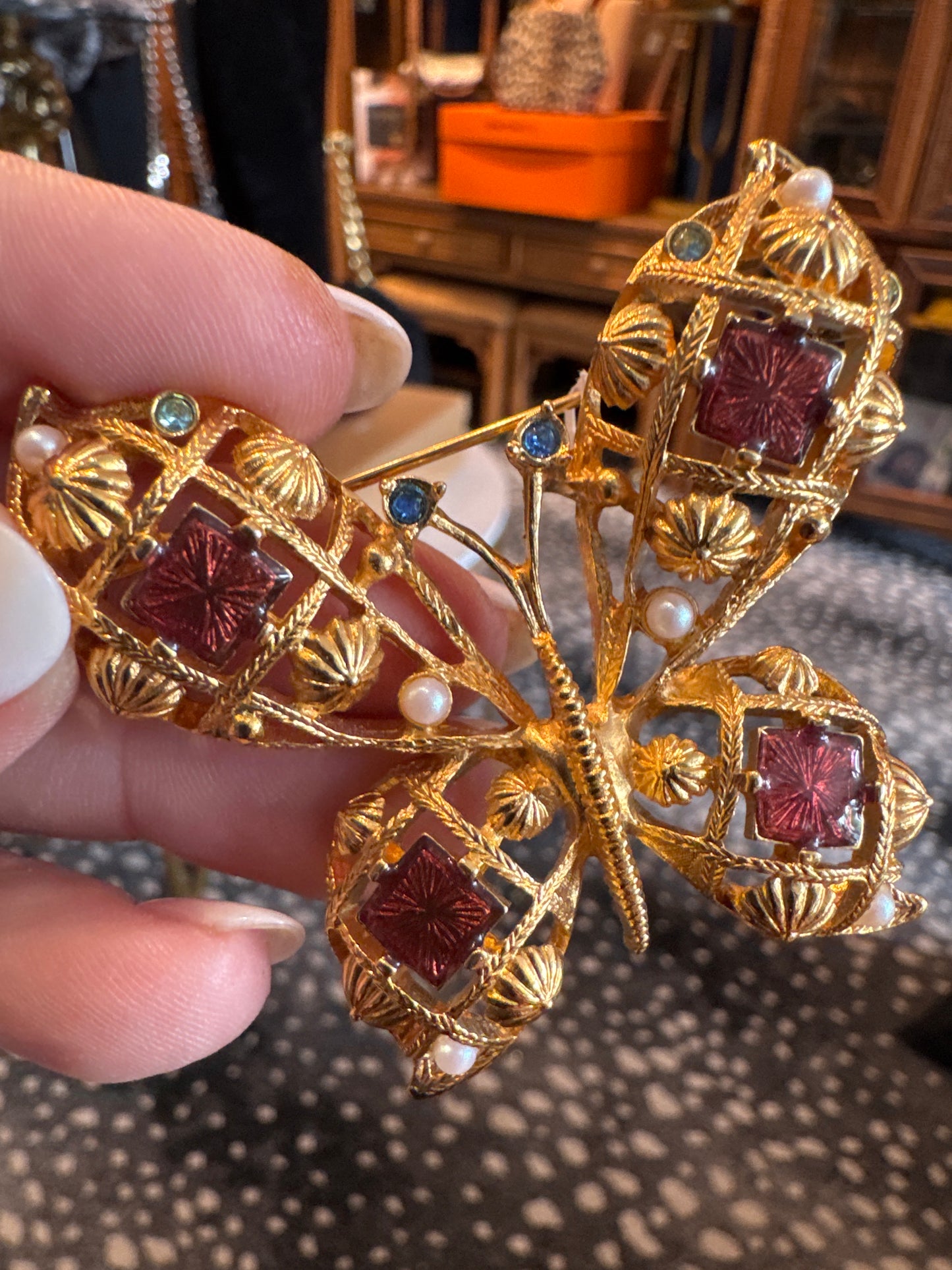 Beautiful signed Sarah Coventry 1970s butterfly brooch