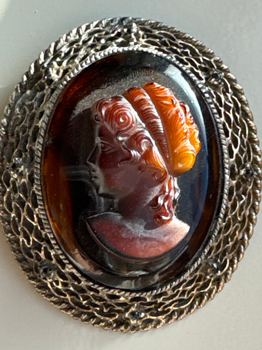 Beautiful tortoise cameo brooch and pendant. Tom