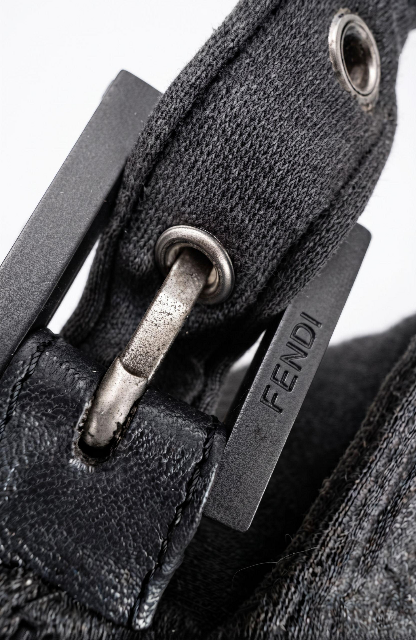 Bag 1999 Grey wool jersey FENDI Mama Baguette with matte grey hardware