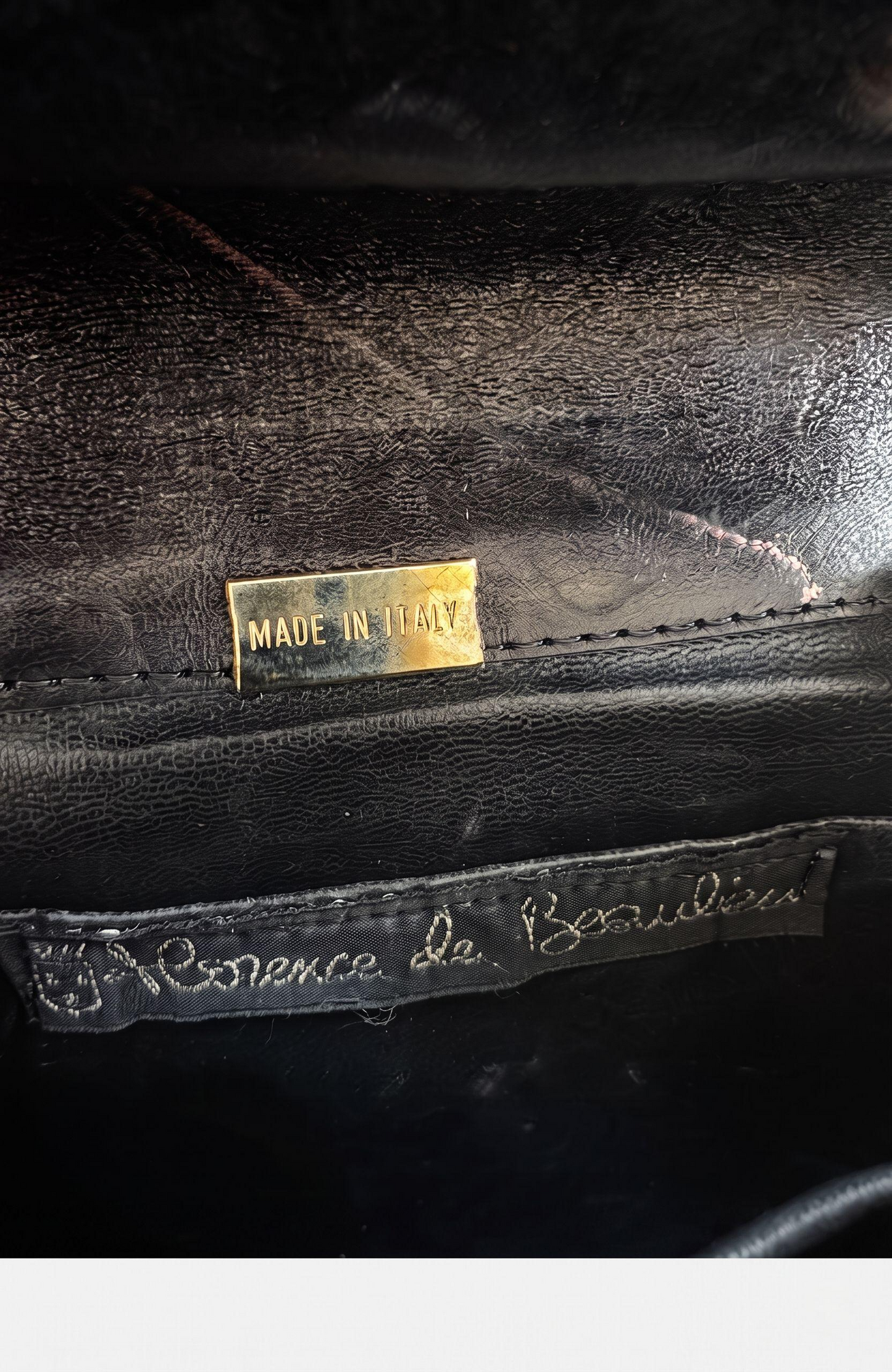 Beautiful bag 1970s black lizard clutch with rhinestone detail.