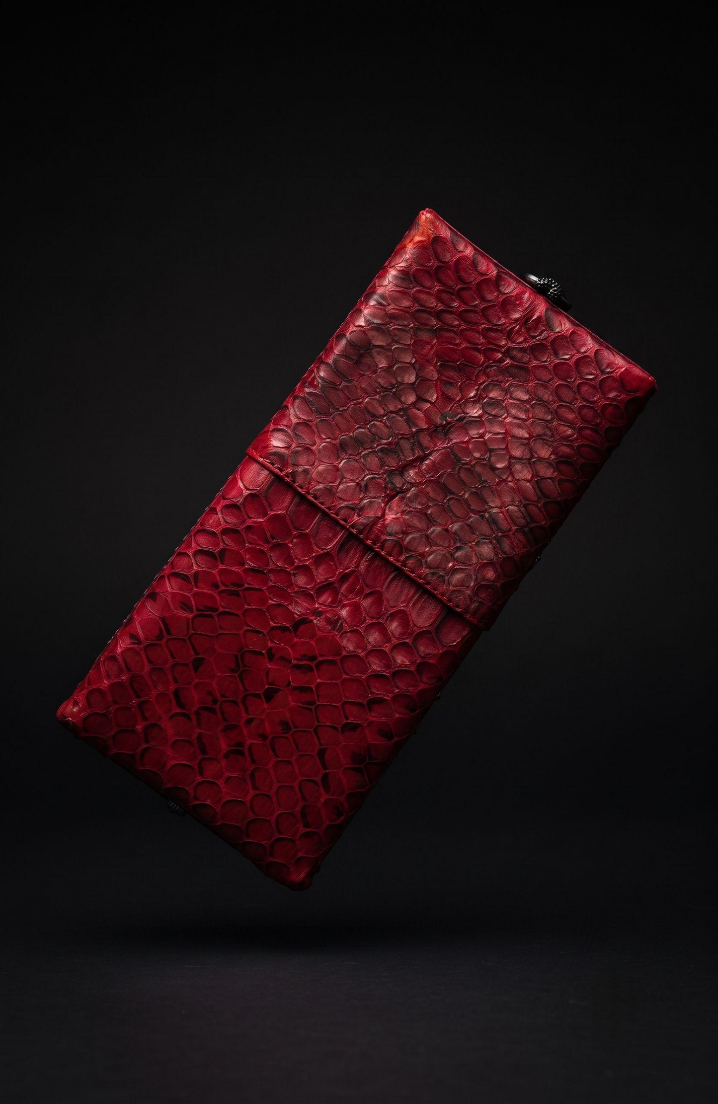 Beautiful 1940s burgundy, snake skin top handle handbag