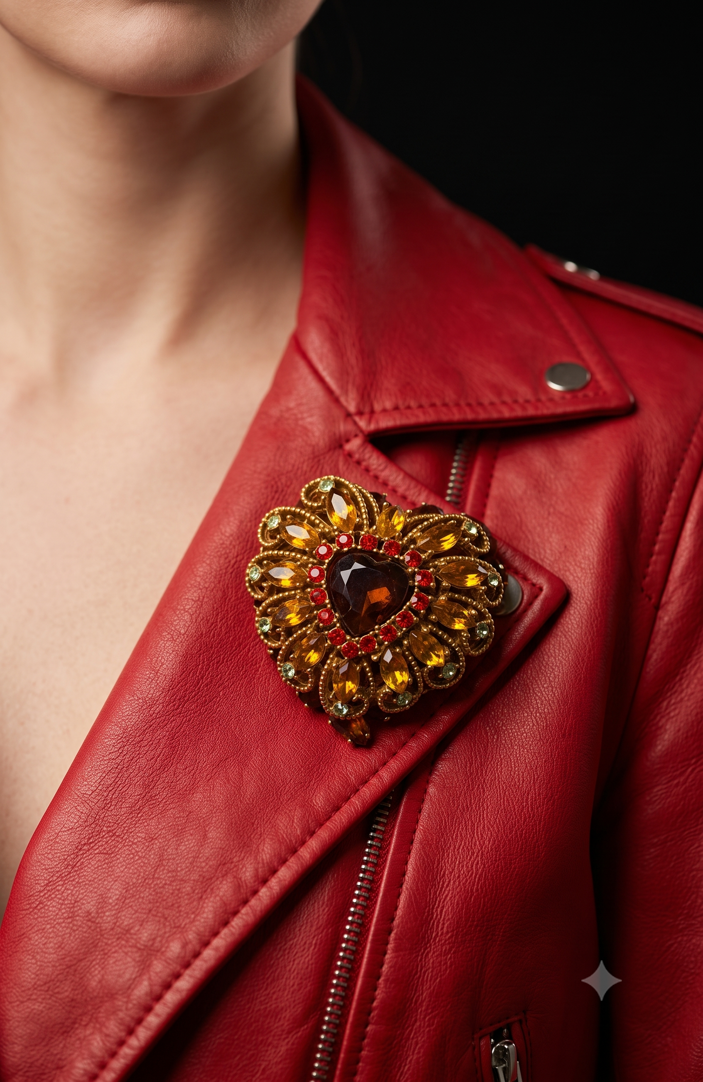 Gorgeous signed Capri 1940s rhinestone heart brooch/pendant