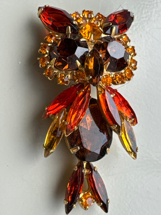 Wow, Factor vintage 1950s rhinestone owl brooch. Tom.