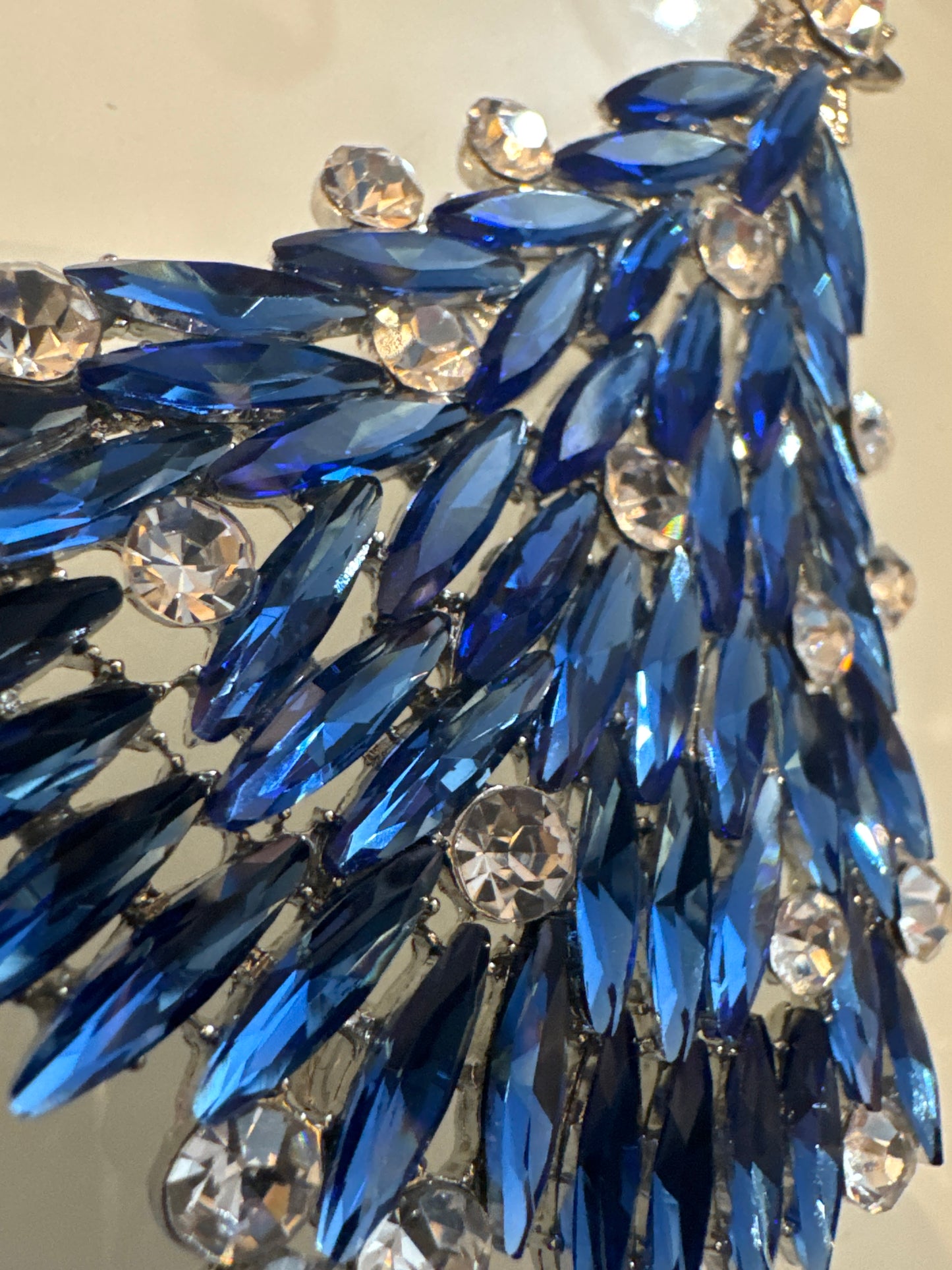 1950s stunning vintage tree brooch with blue navettes