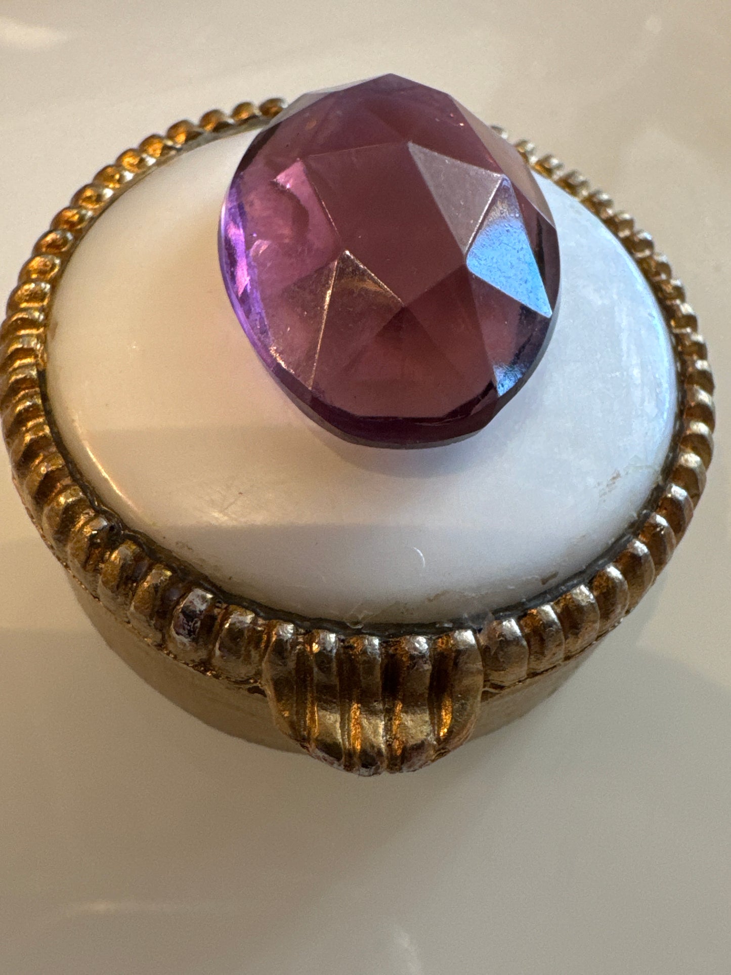Beautiful vintage trinket box with amethyst stone