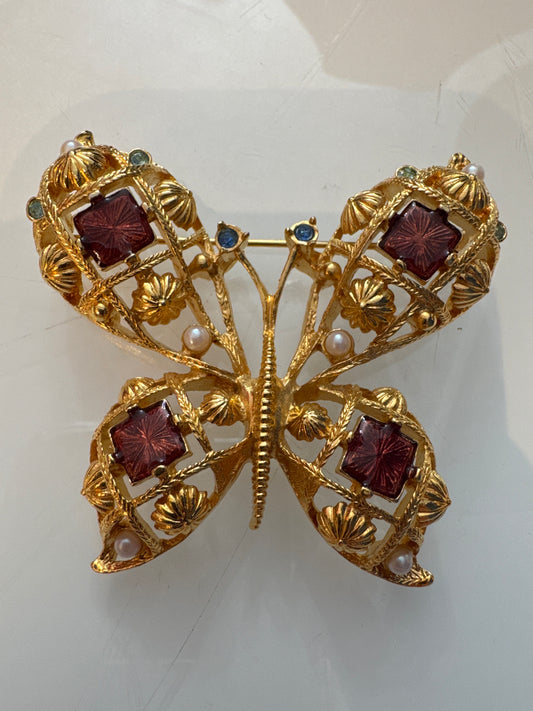 Beautiful signed Sarah Coventry 1970s butterfly brooch
