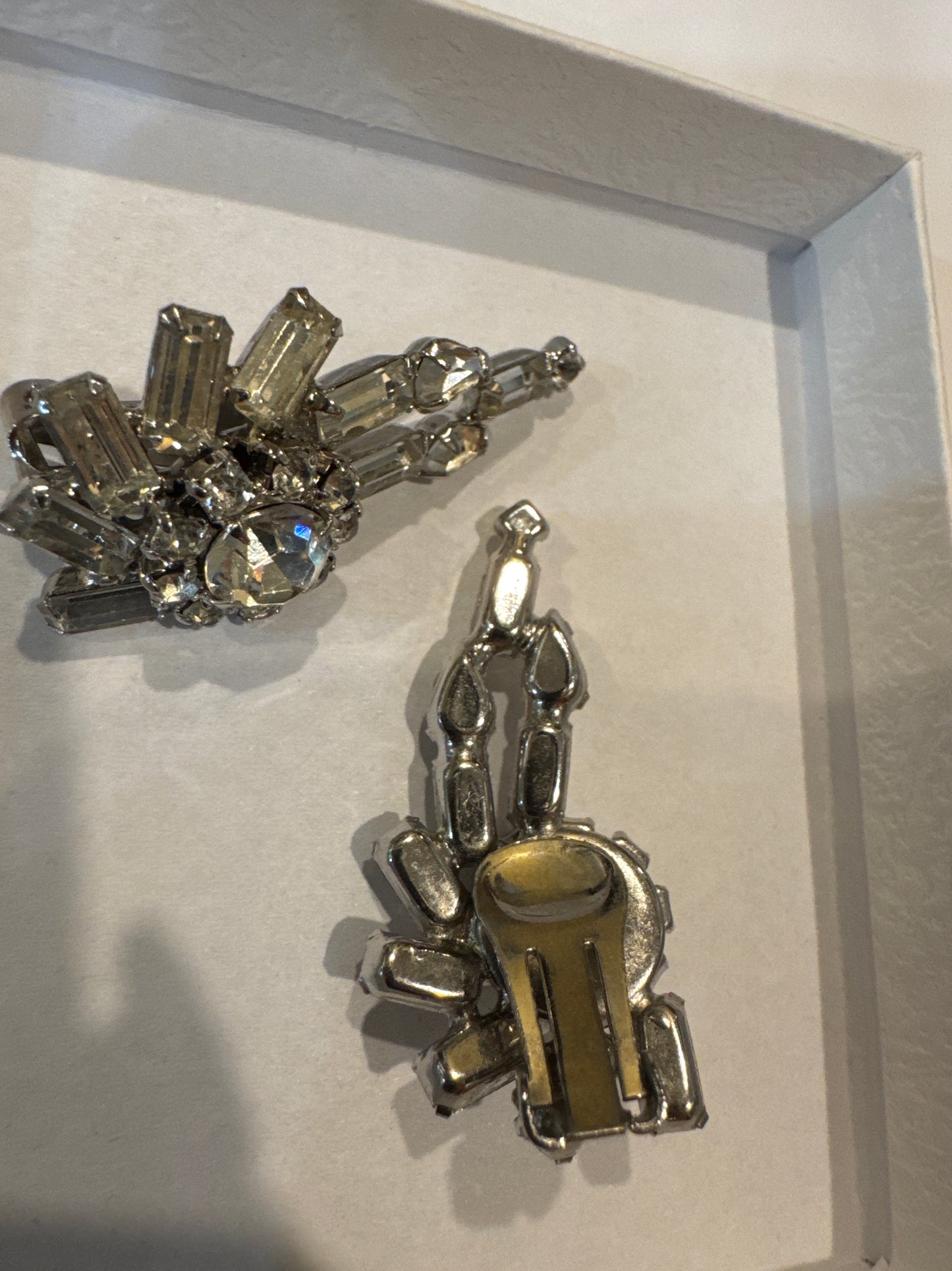 BIG, brilliant clear rhinestone set climber Juliana earrings