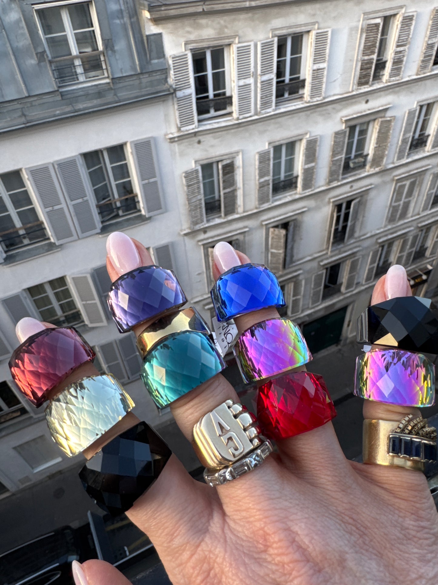 Stunning 1980s cocktail rings. Sourced in Paris.
