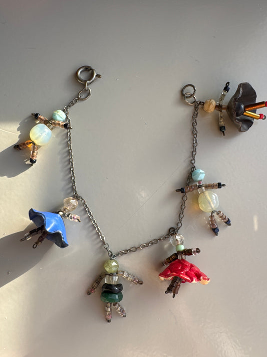 RARE 1940s tiny Dancer charm bracelet. Tom.