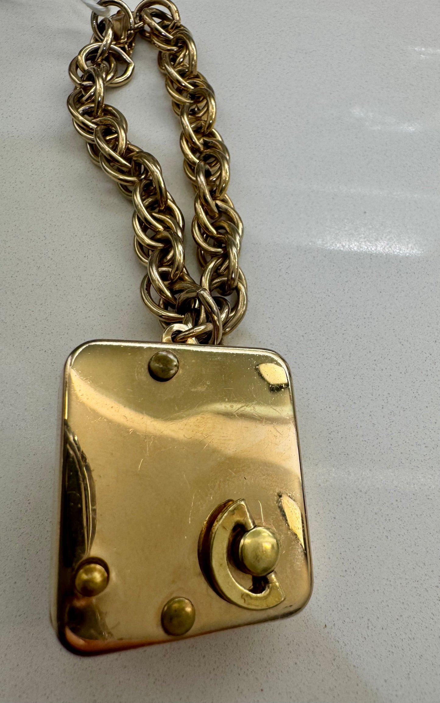 Vintage gold tone music box charm bracelet with poodle