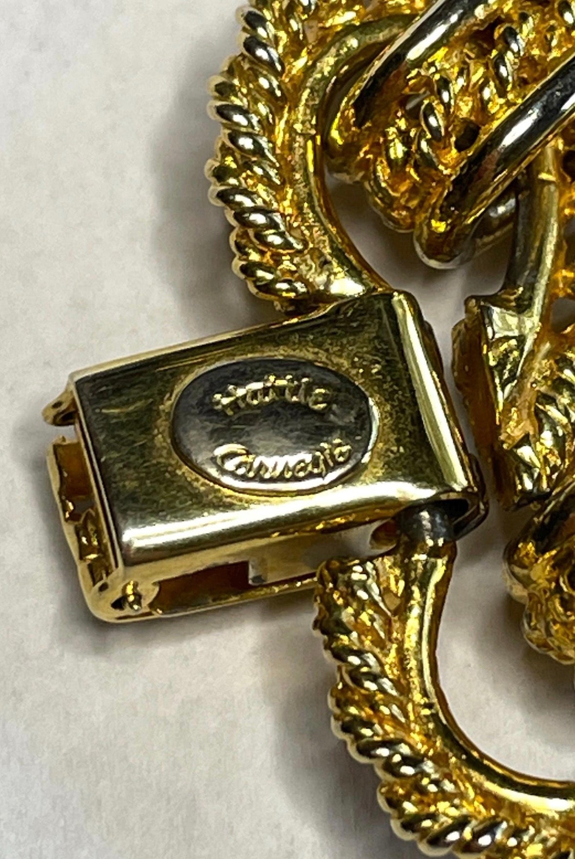 Signed 1970s chunky gold bracelet Hattie Carnagie