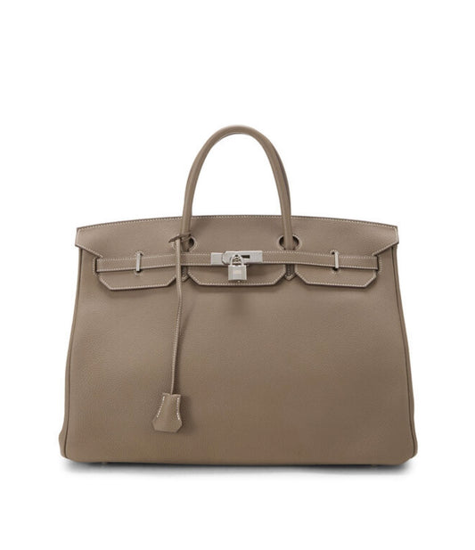 Stunning Guaranteed authentic vintage Hermes Togo Birkin 40 in Etoupe PHW blind stamp N square from 2010. Palladium hardware Excellent condition. Discount code not valid.