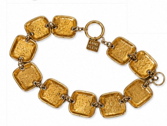 Statement 1980s Ann Klein black and gold tone necklace